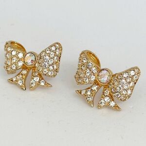 Swarovski Crystal Bow Pierced Earrings